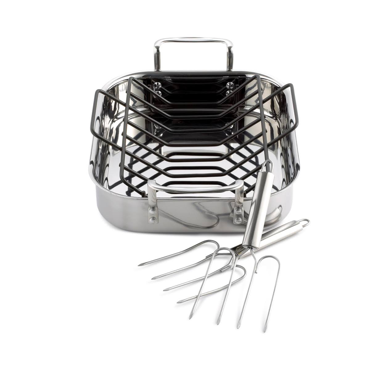 Calphalon Tri-Ply Stainless Steel 14x22 Roaster with Rack and Lifters