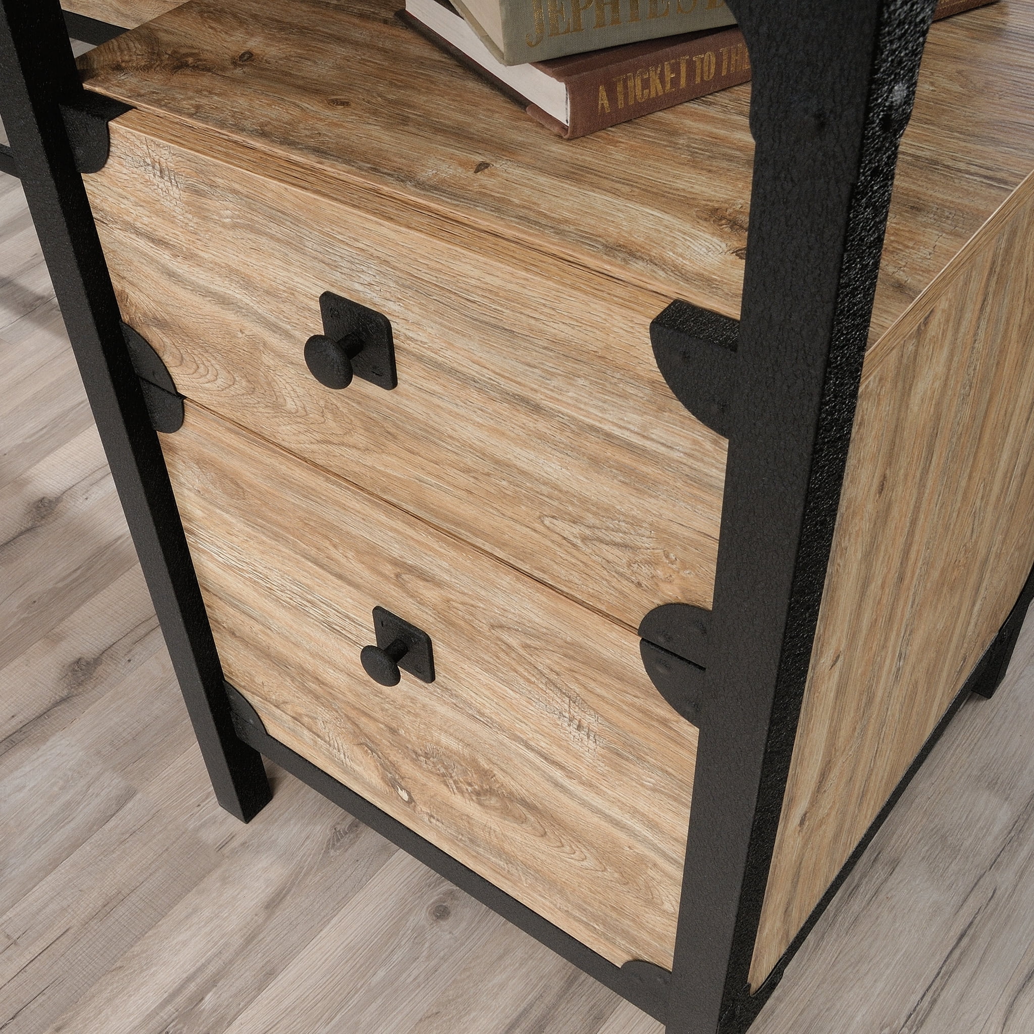 Sauder Steel River L-Desk, Milled Mesquite Finish