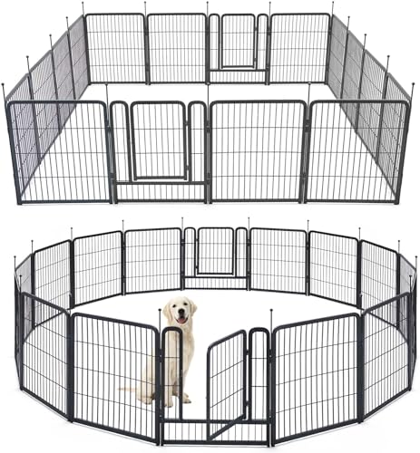 TMEE Dog Playpen, 40" Height 16 Panels Outdoor Dog Fence Pet Play Pen, Puppy Pens for Large/Medium/Small Dogs, Ideal for RV, Camping, Yard, Indoor