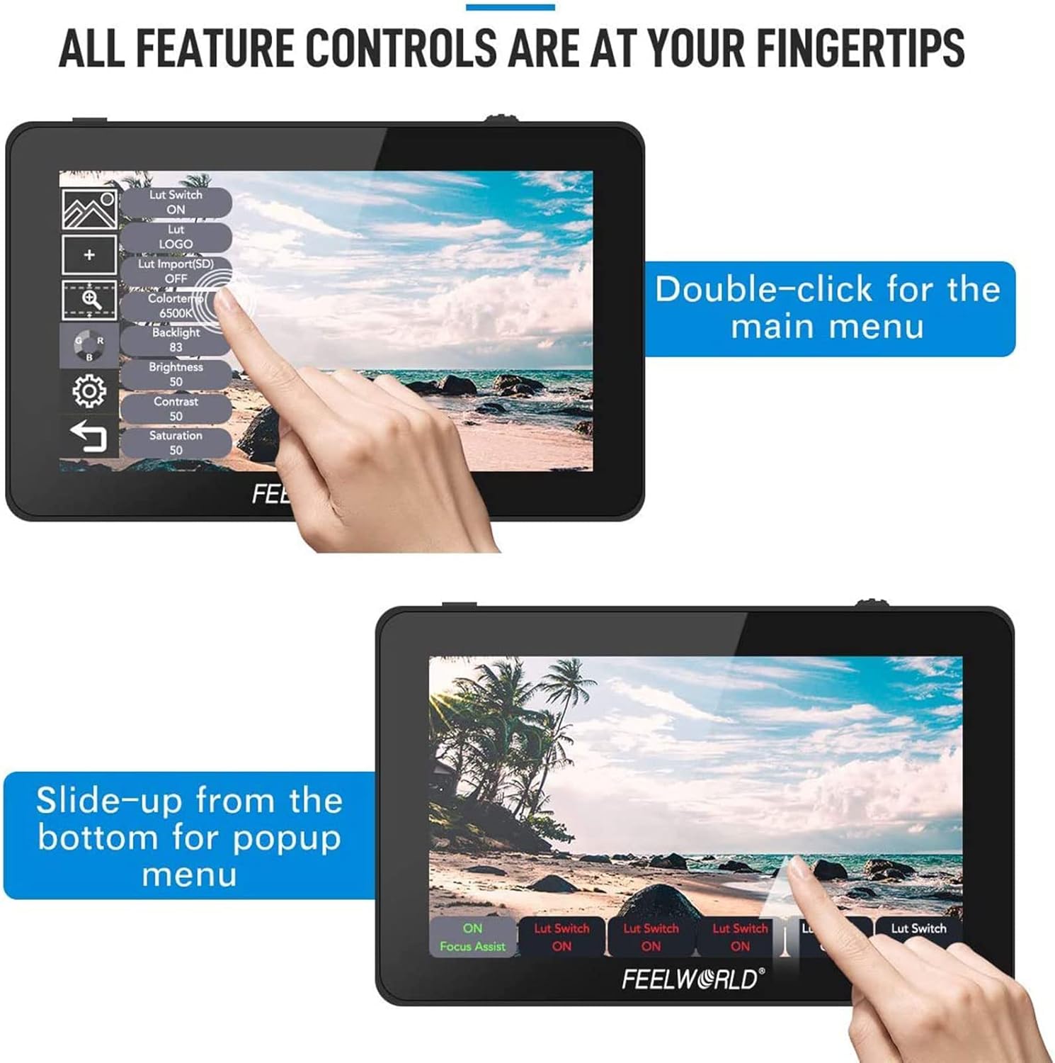 FEELWORLD F6 Plus 5.5 inch DSLR Camera Field Touch Screen Monitor Small Full HD 1920x1080 IPS Video Peaking Focus Assist 4K HDMI 8.4V DC Input Output