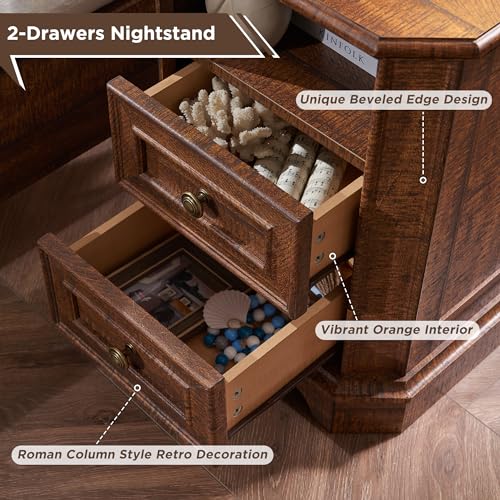 T4TREAM Farmhouse 5 Drawers Dresser for Bedroom, 48" Tall Wood Rustic Chest of Drawers with Natural Texture, Vintage Design