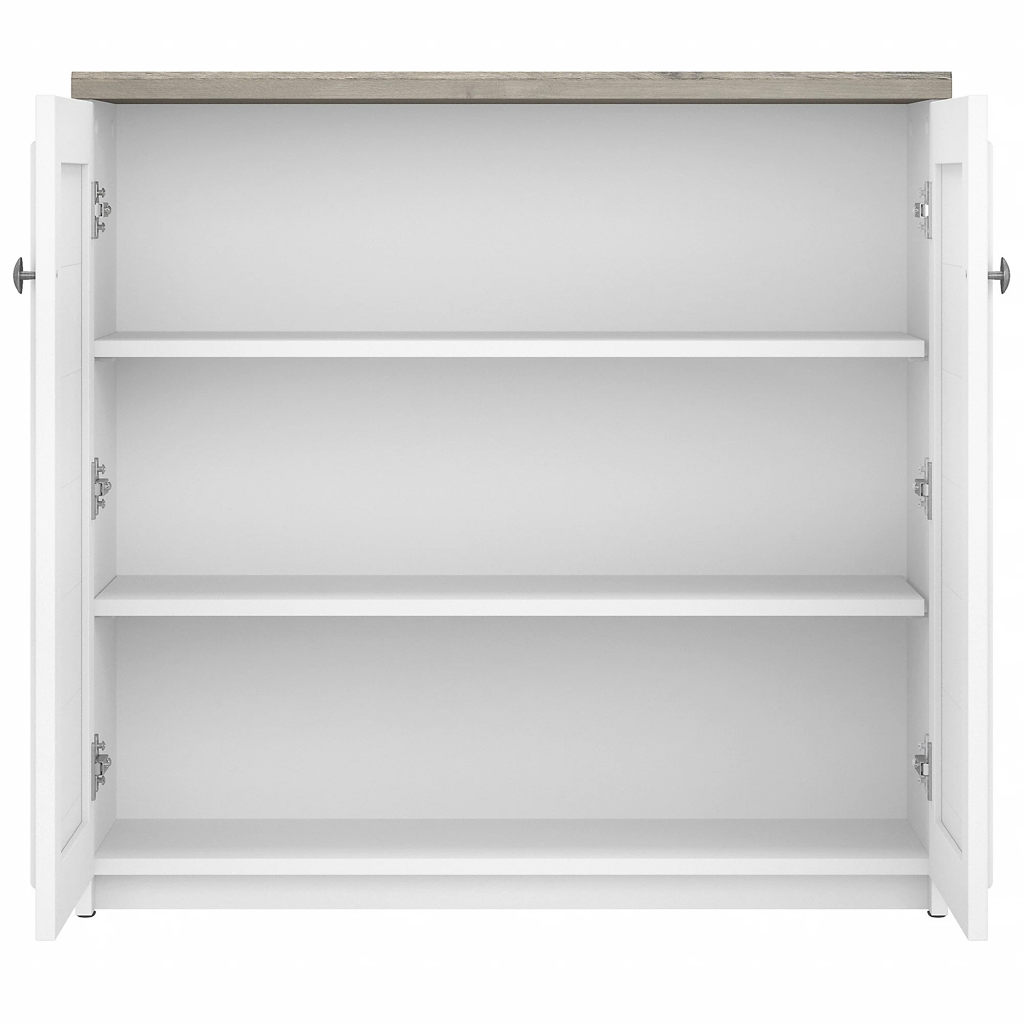 Bush Furniture Fairview Small Storage Cabinet with Doors in White & Gray