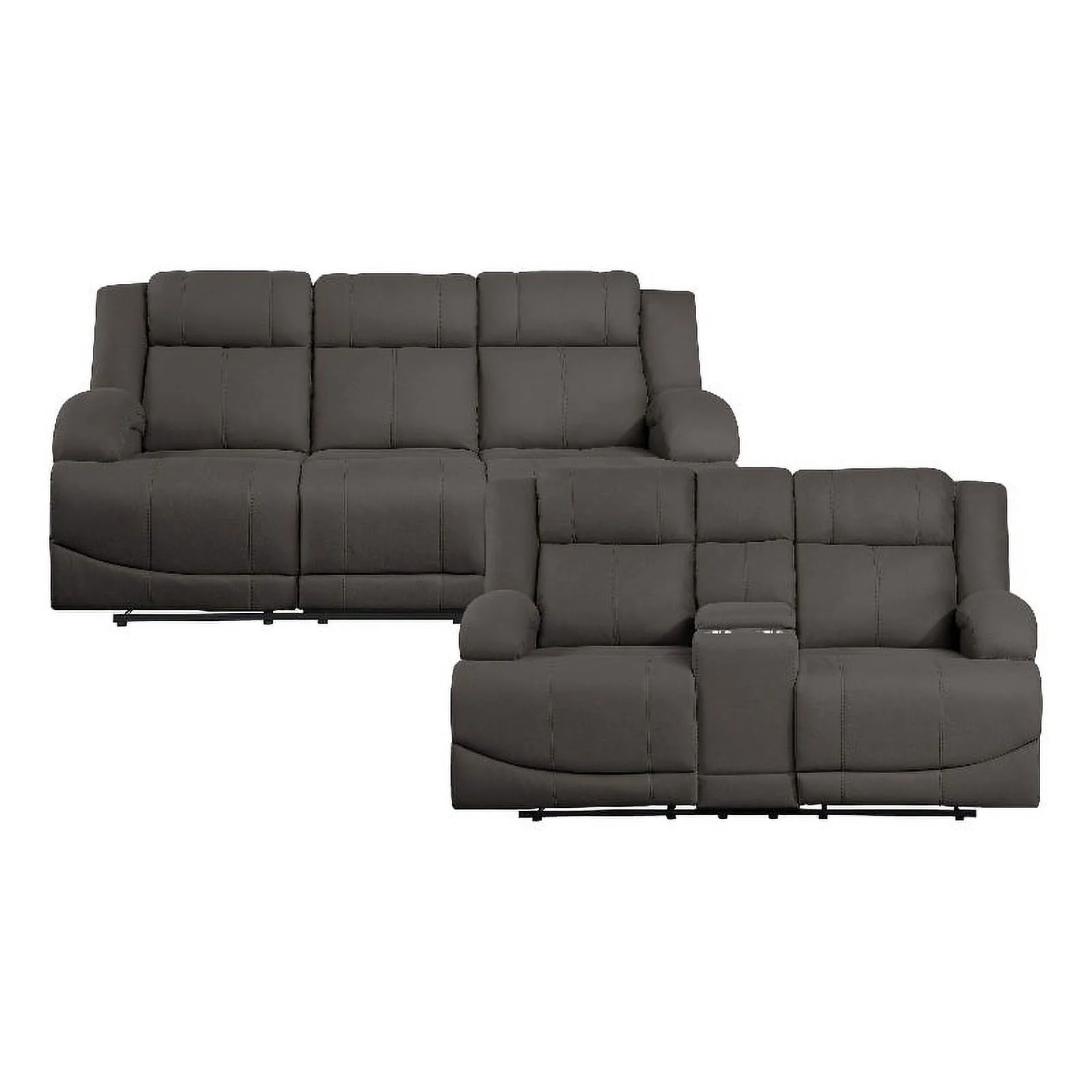 Lexicon Camryn Microfiber 2-Piece Manual Reclining Sofa Set in Chocolate