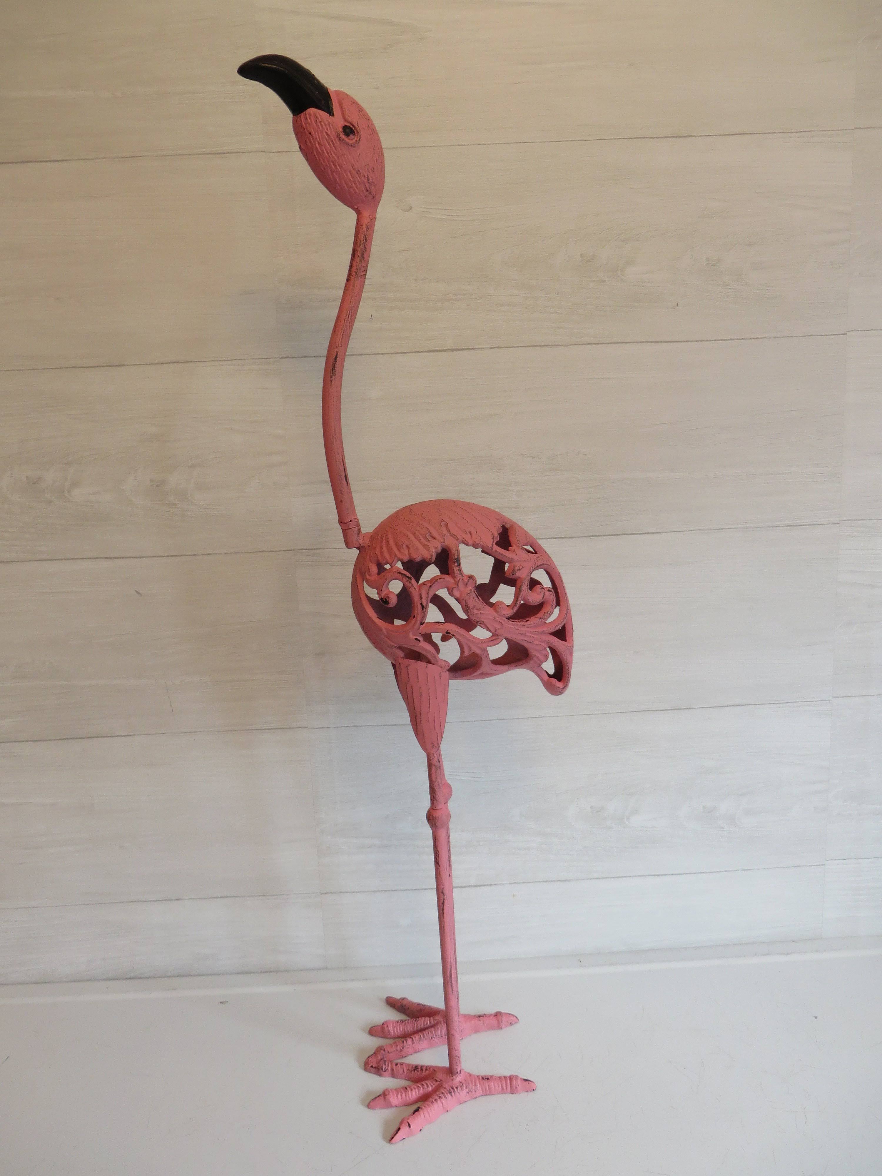 Large Cast Iron Flamingo Statue