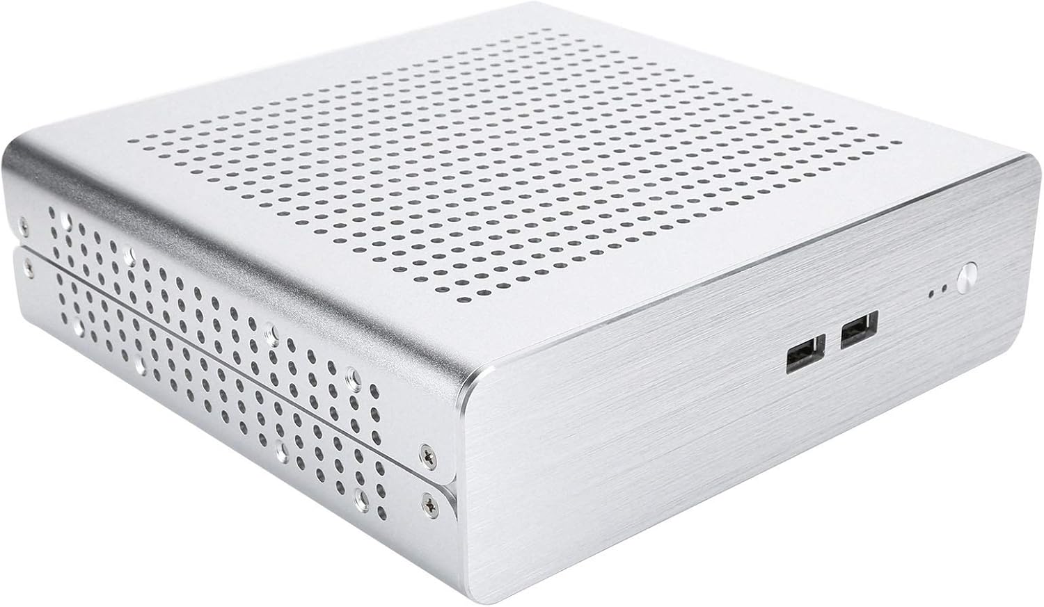HTPC Chassis DIY Computer Case, Full Aluminum DCATX Power Supply MiniITX Case for Desktop Computer(Black&USB2.0)