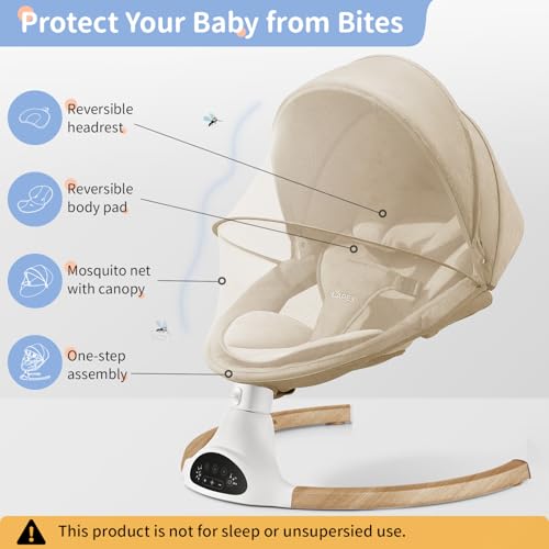 LAREX Baby Swing Infant Swing Electric Toddler Baby Rocker Portable for Newborn Boy Girl, 5 Sway Speeds with Remote Control