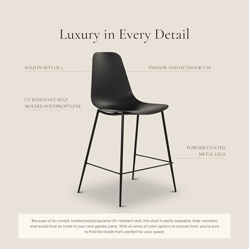 POLY & BARK Isla Modern Kitchen Chairs Set of 4 - Plastic Dining Chair with Metal Legs