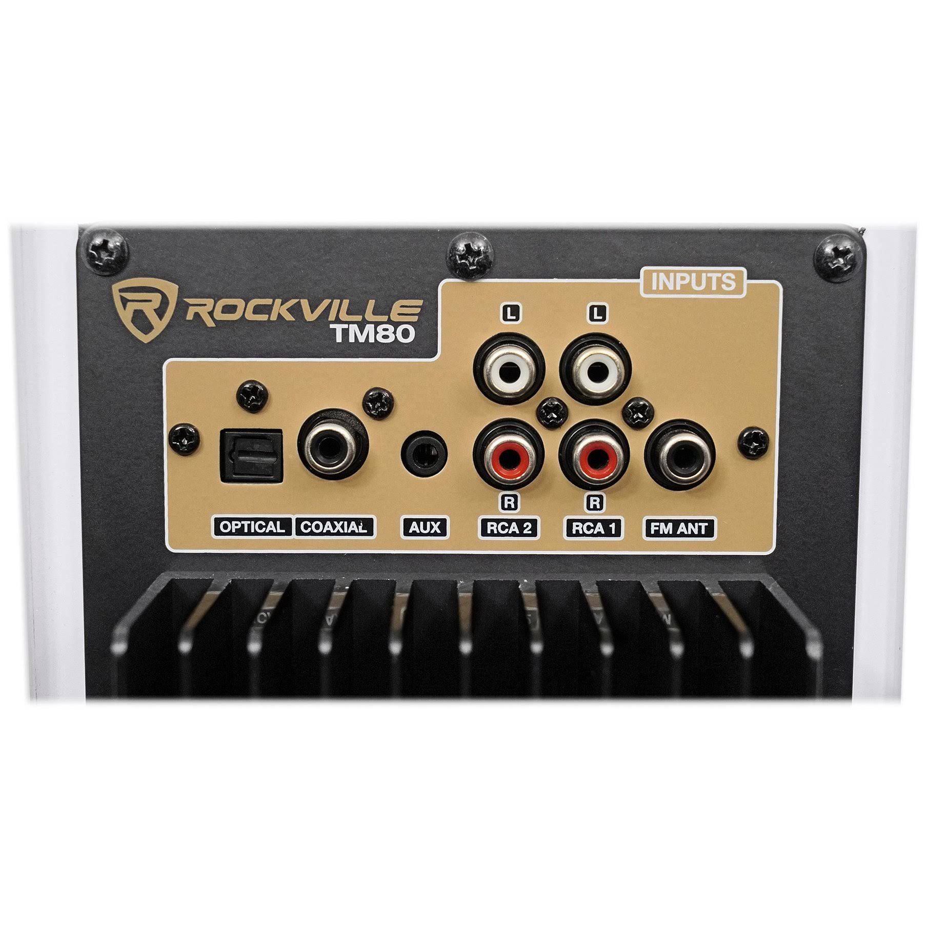 Rockville TM80W White Powered Home Theater Tower Speakers 8x22 Sub/Bluetooth/USB