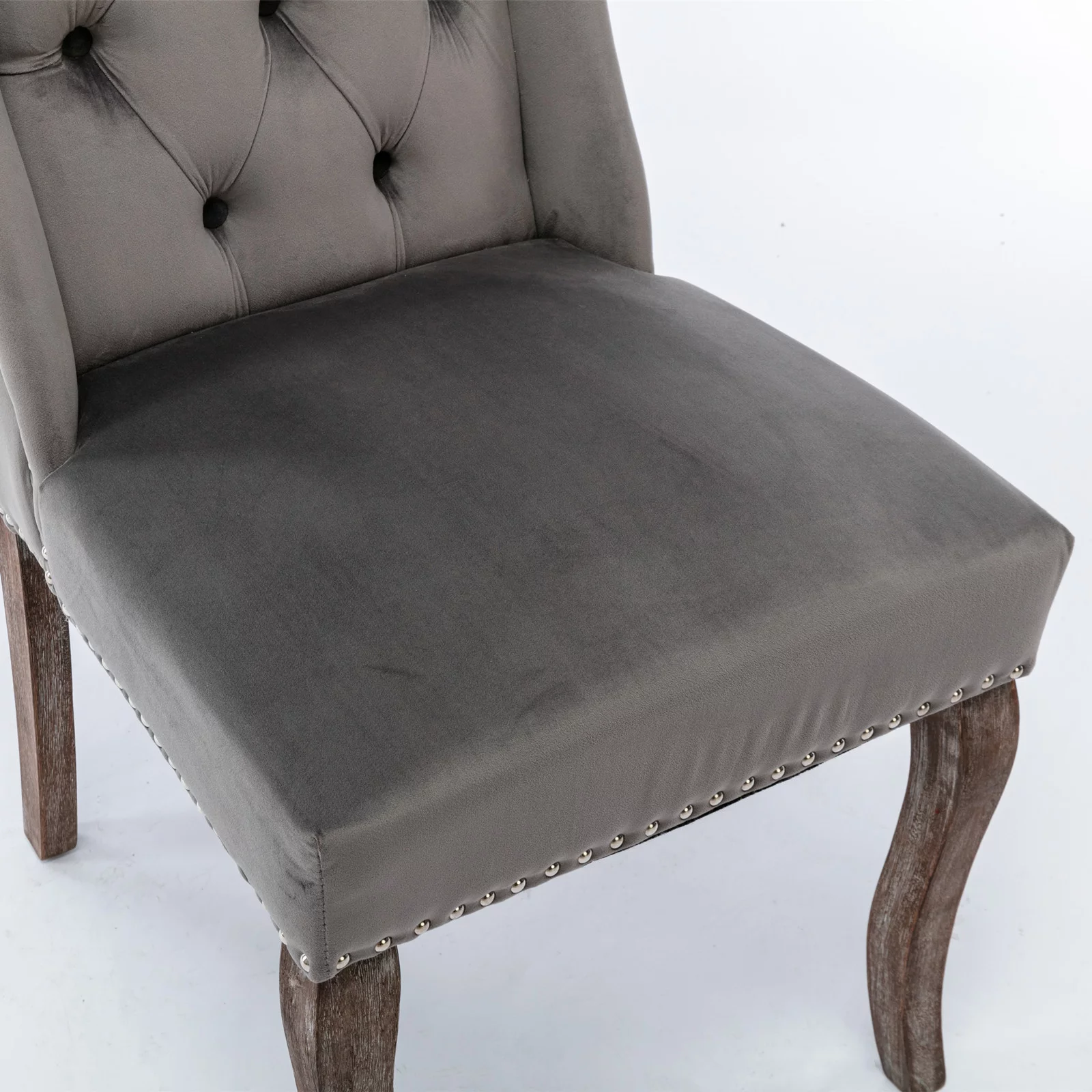 Country Cottage Farm Beach Dining Kitchen Vintage Style Side Chair, Velvet Fabric Wood