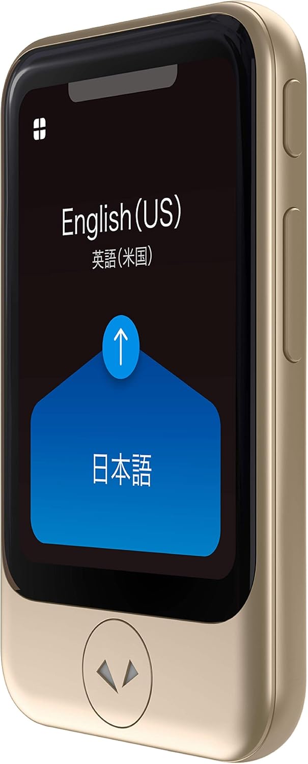 Pocketalk Model S Real Time Two-Way 82 Language Voice Translator with 2 Year Built-in Data and Text-to-Translate Camera & HIPAA Compliant/Gold