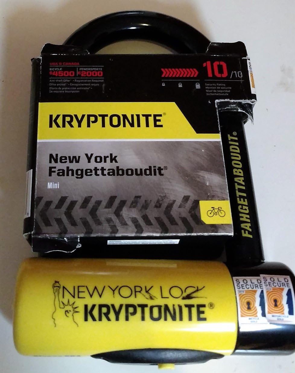 Kryptonite New York Lock Fahgettaboutit Mini 18mm U-Lock Bicycle Lock , Black