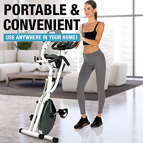 LANOS Workout Bike For Home - 2 In 1 Recumbent Exercise Bike and Upright Indoor Cycling Bike Positions, 10 Level Magnetic Resistance Exercise Bike