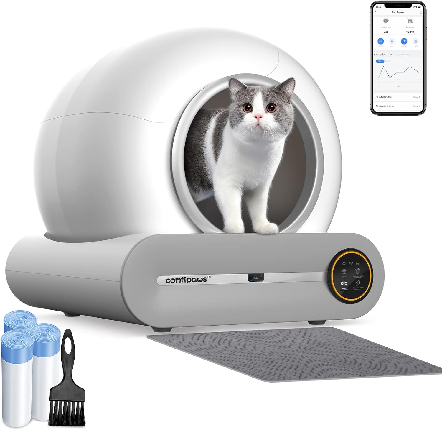 Automatic Cat Litter Box Self Cleaning Robot Cat Litter Box for Multiple Cats, Auto Clean Cat Litter Box with APP Control & Ionic Deodorizer