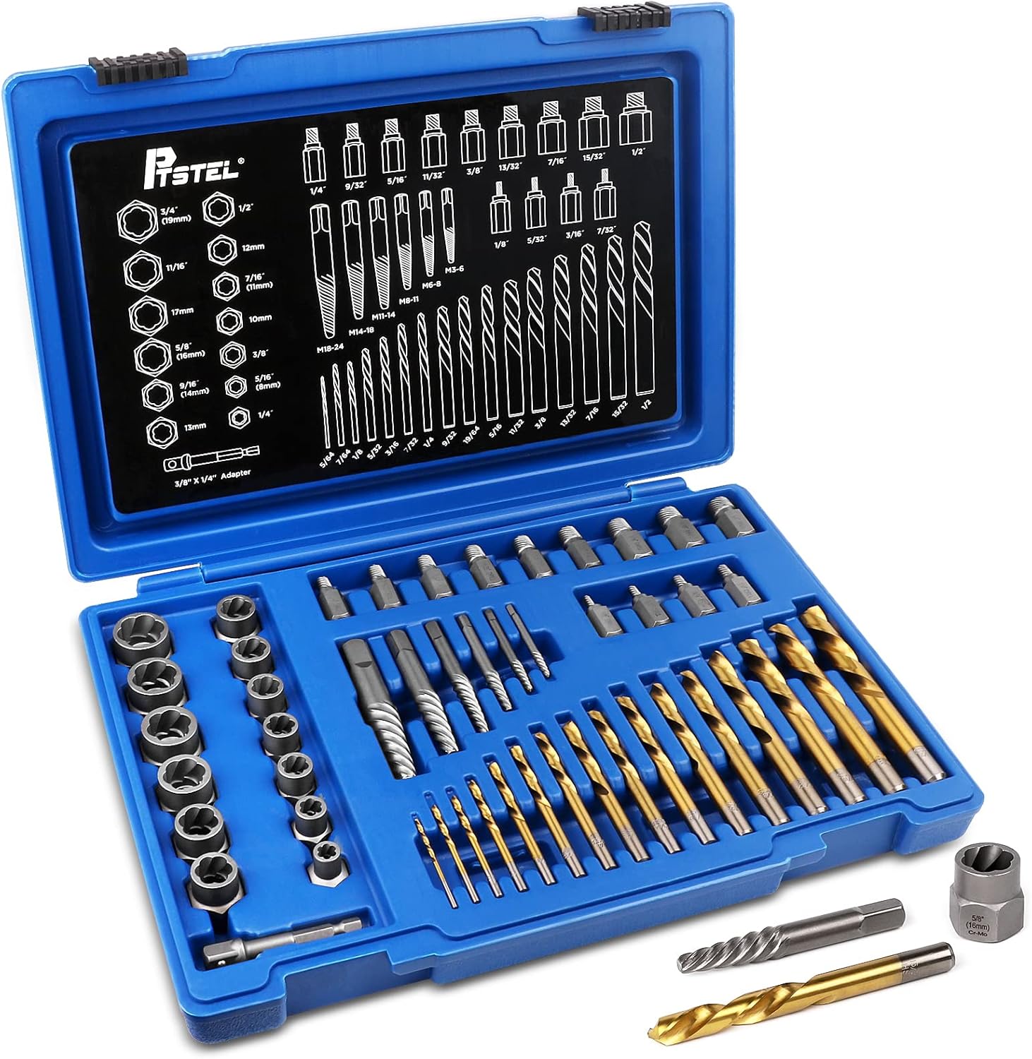 Screw Extractors, Nut Splitter Cracker Set, PTSTEL 26PCS Impact Nut/Bolt Removal Drill Bit Kit, Bolt Extractor Tool Set For Damaged Rusted Screws