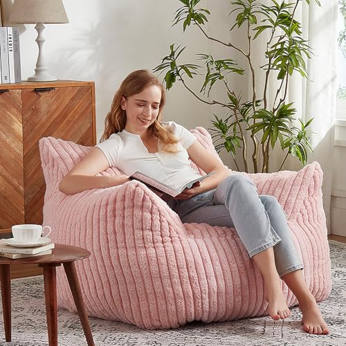 Giant Bean Bag Chairs for Adults with Filling Plush Fluffy Bean Bag Chairs for Teens with Armrests Comfy BeanBag Lazy Couch Sofa Chair for Bedroom