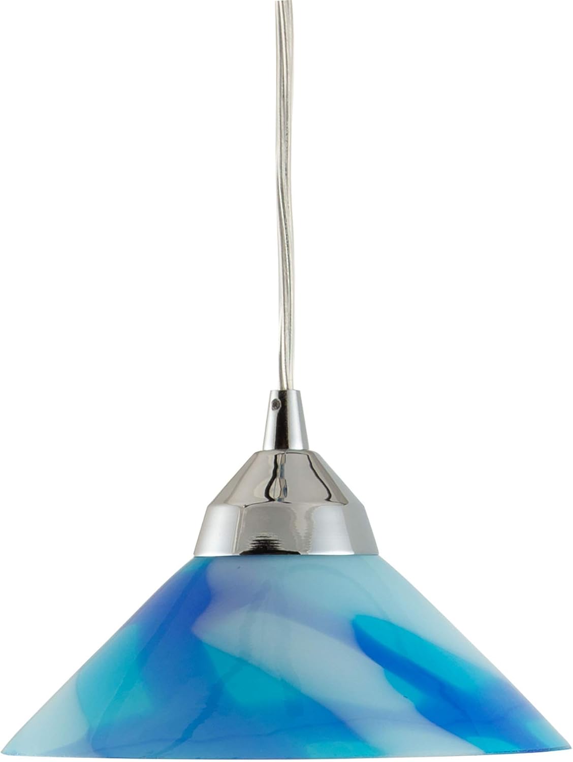 Elk 1477/3CAR 3 Polished Chrome and Caribbean Glass Pendant Light, 10W X 10D X 4H