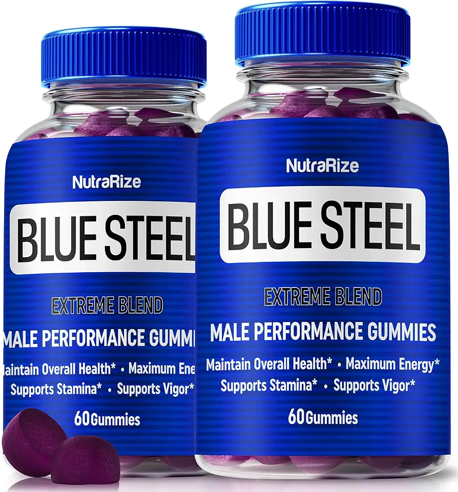 (2 Pack) Blue Steel Gummies for Men, Daily Nutrition to Boost Confidence and Overall Health, All Natural Supplement to Support Peak Performance