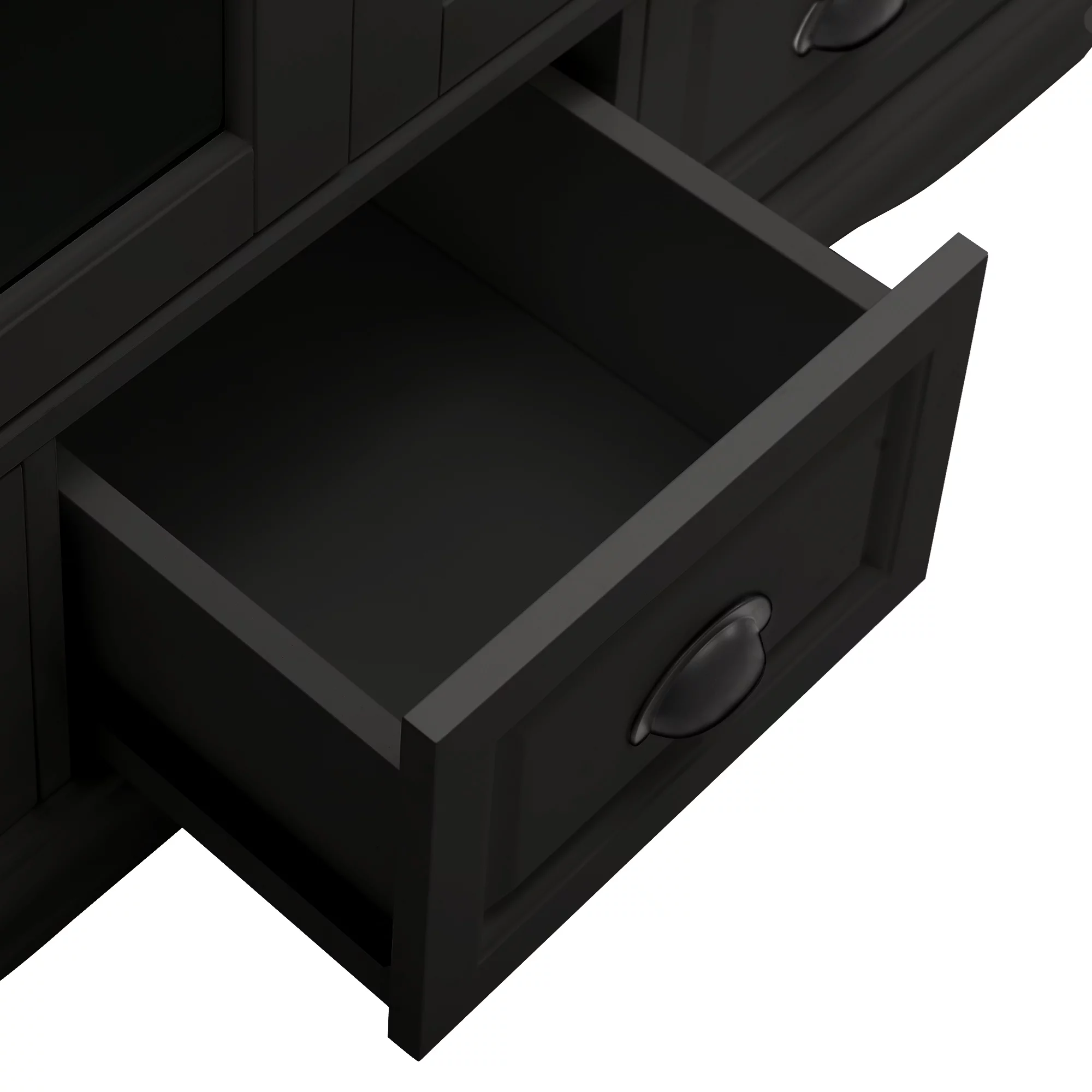 CQSXDA Storage Cabinet with Tempered Glass Doors Curio Cabinet with Adjustable Shelf Display Cabinet with Triple Drawers,Black