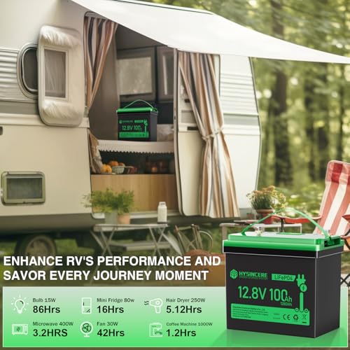 12V 100Ah LiFePO4 Lithium Battery, Mini Deep Cycle Rechargeable LiFePO4 Battery, Max.15000 Cycles Built in 100A BMS for RV, Trolling Motor, Camping