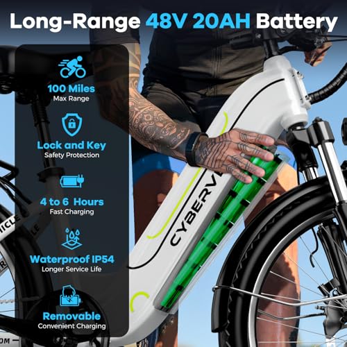 1000 Peak Electric Bike for Adults,up 80 Miles Removable Battery Ebike, 26" Electric E Bike with 7-Speed
