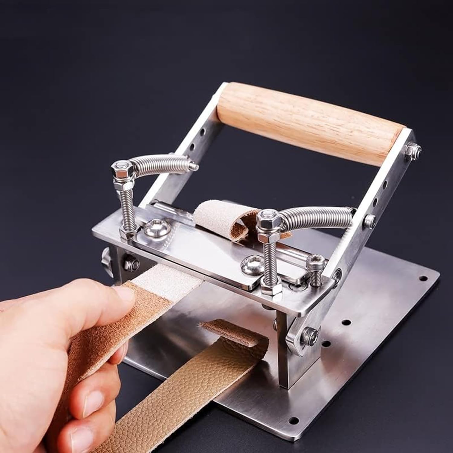 Leather Skiver Machine with 4 Screw, Manual Leather Splitter Peeling Paring Machine, Leather Skiving Tools for Vegetable Tanned Leather