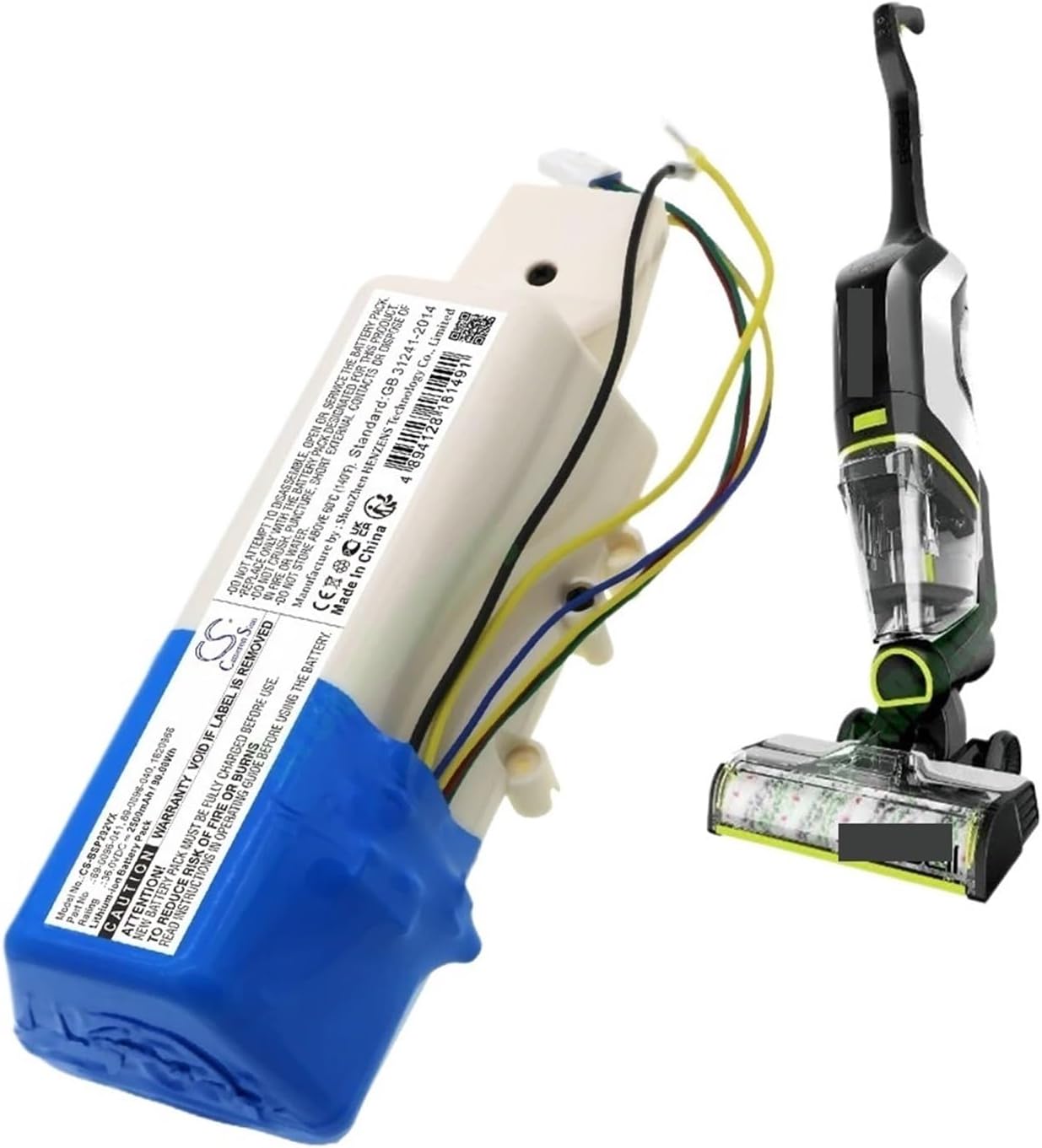 Vacuum 2500mAh Li-ion Battery Compatible for Bissell CrossWave Cordless Max P2921 2551 2590 2593 2596 2595+ 2597+ 2590+ 2854+ 2855+, wu999yiccc