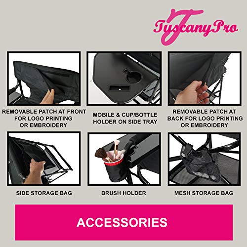 Portable Heavy-Duty Makeup Artist Chair with Umbrella Light Kit - Perfect for Makeup, Salon, Events with 29 Inch Seat Height - Carry Bag Included