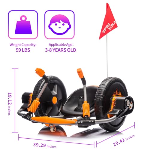 Electric Drifting Go Kart for Kids, 12V Outdoor Ride on Toys with 16-Inch Big Wheel, 360 Degree Spin, Speed of 4.66MPH, Dual Lever Steering