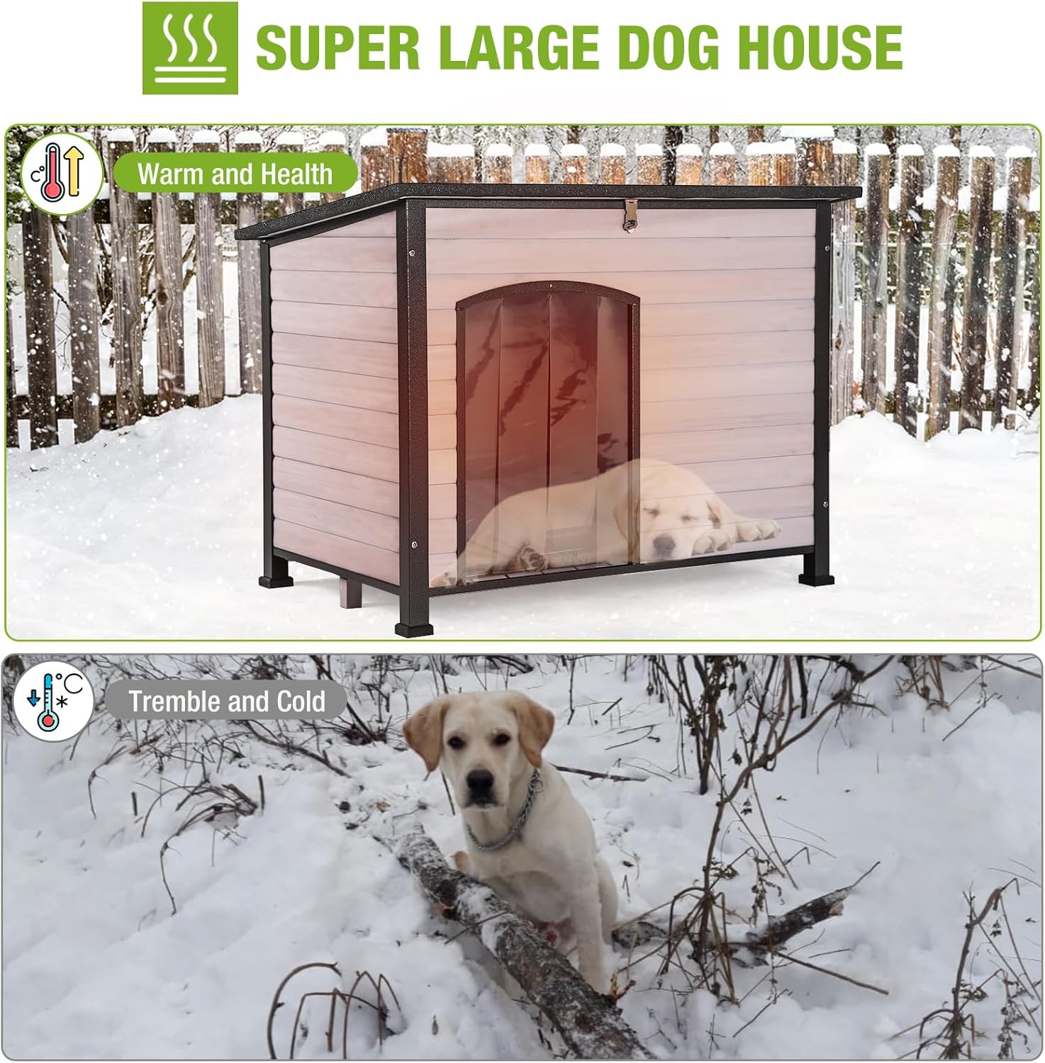 Insulation Dog House Outdoor Dog Kennle with Liner for Winter,Waterproof