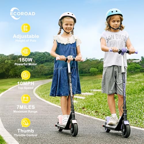 EK6 Kids Electric Scooter for 6-10, 3/6/10mph Speeds for Ultimate Comfort, Adjustable Height Electric Scooter, 150W & Dual Brake Safety
