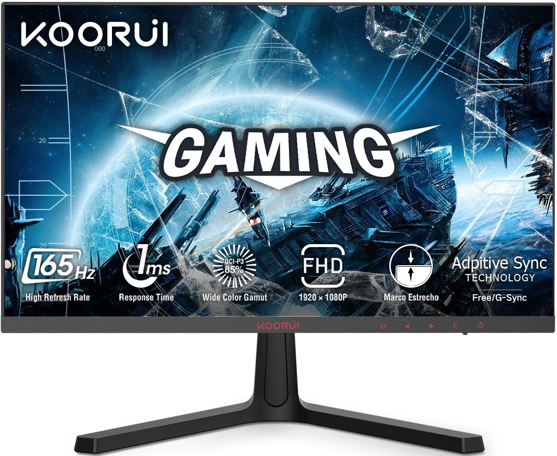 KOORUI 24 inch High-Performance 165Hz/144Hz 1ms(MPRT) 100% sRGB Gaming Monitor,Adpitive sync,3-Side Borderless,FHD 1080P VA Computer Monitor