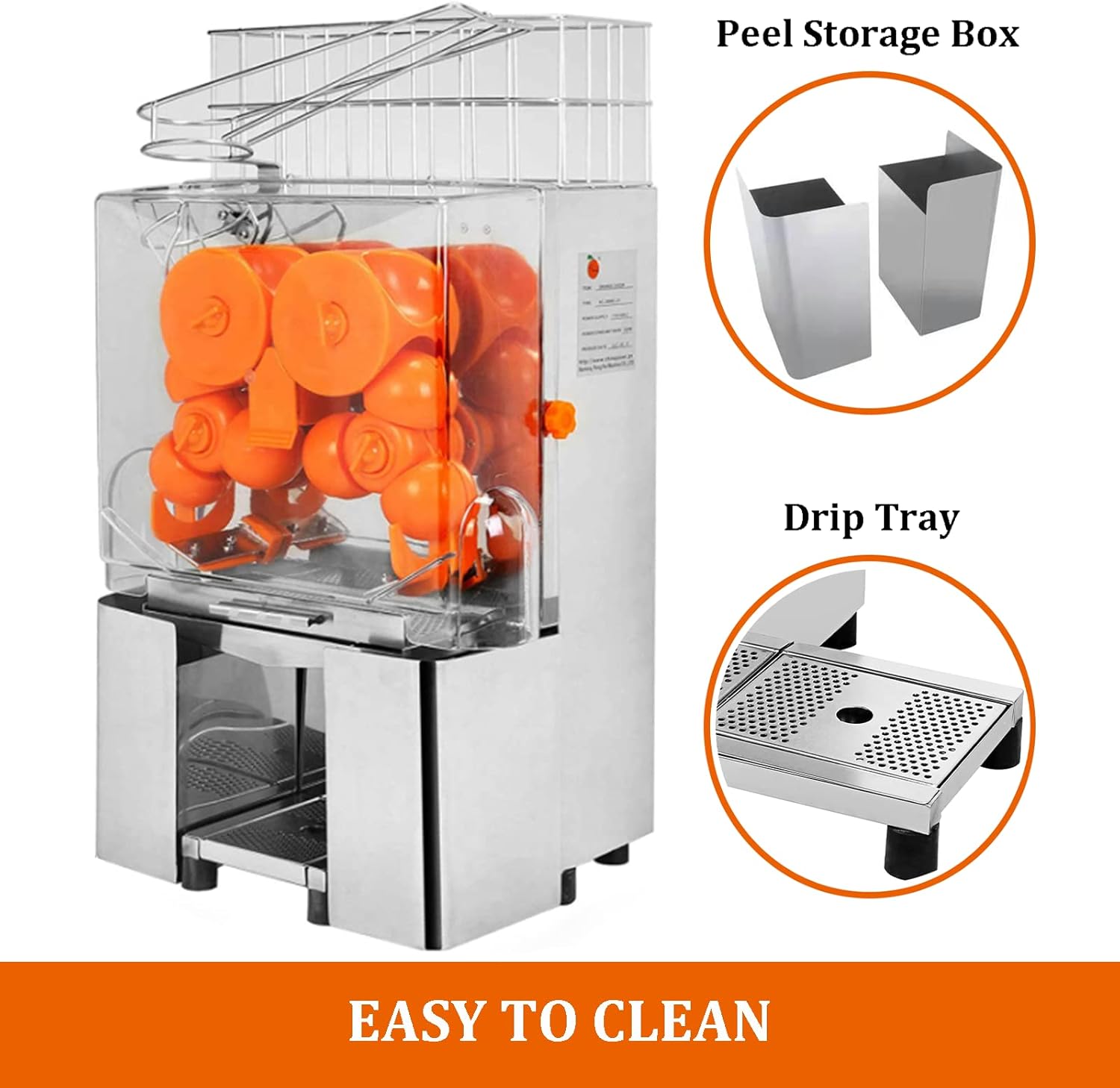 Commercial 304 Stainless Steel Juicer Machine,120W Lemon Squeezer Citrus Juicer,High Efficiency 20 Oranges/Min