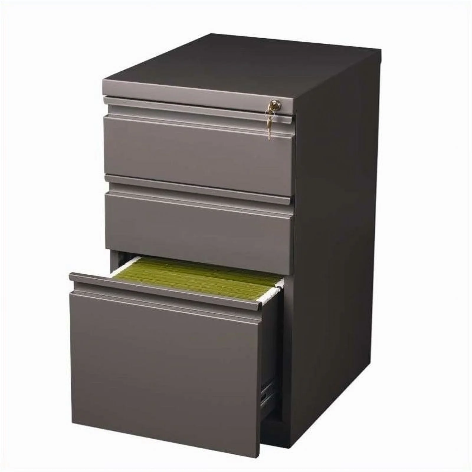 Bowery Hill 3-Drawer Modern Metal Mobile Pedestal File Cabinet in Espresso