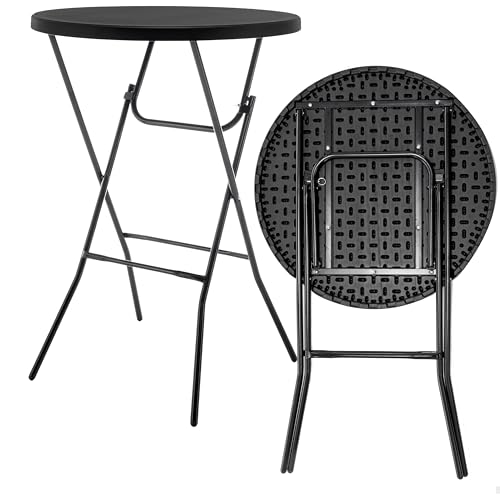 BTEXPERT White 2.63 Foot 32in Round Plastic Bar Height Folding Cocktail Table 330lb Weight Capacity Commercial Portable Banquet Dining Wedding Party