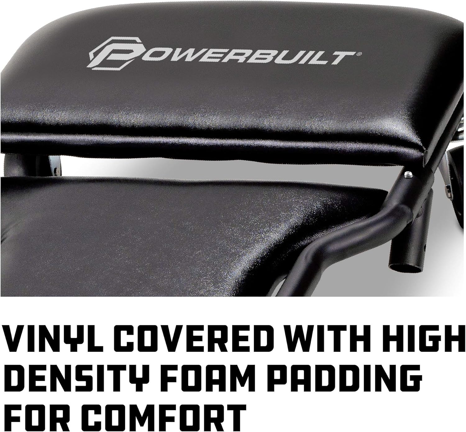 Powerbuilt 42-Inch Triplex Folding Creeper, Rolling Seat, and Brake Stool, All-in-One Adjustable Roller Garage Chair, Lay Down or Sit, Black 620469