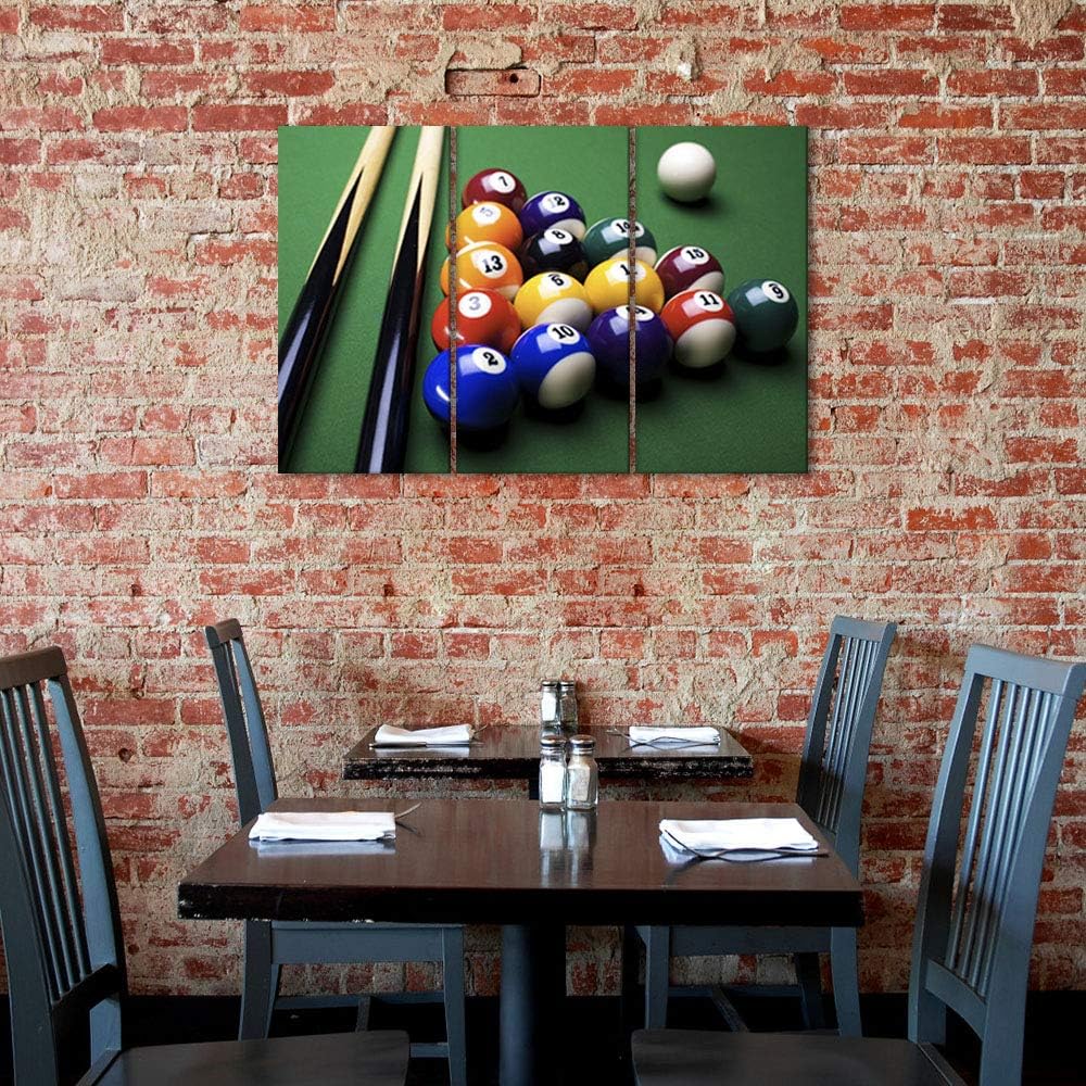 Innopics Billiard Art Wall Decor 3 Piece Large Billiards Ball Canvas Wall Art Snooker Pool Table Close up Picture Print Painting Modern Giclee Print