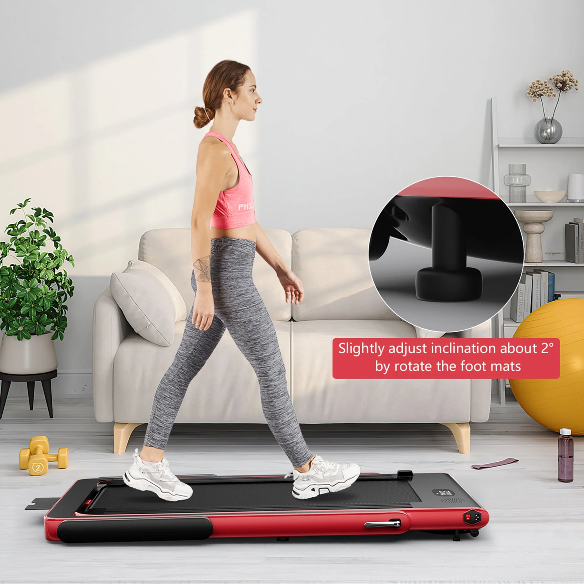 SuperFit Up To 7.5MPH 2.25HP 2 in 1 Single Display Screen Folding Treadmill W/ APP Control Speaker Remote Control Blue
