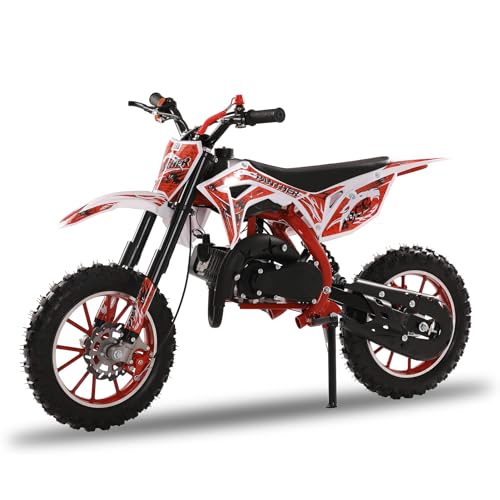 Mini Dirt Bike, 50 CC Gas Powered Mini Bike 2 Stroke, Off Road Motorcycle for Kids and Adult, Kids Dirt Bike with Front & Rear Disc Brakes