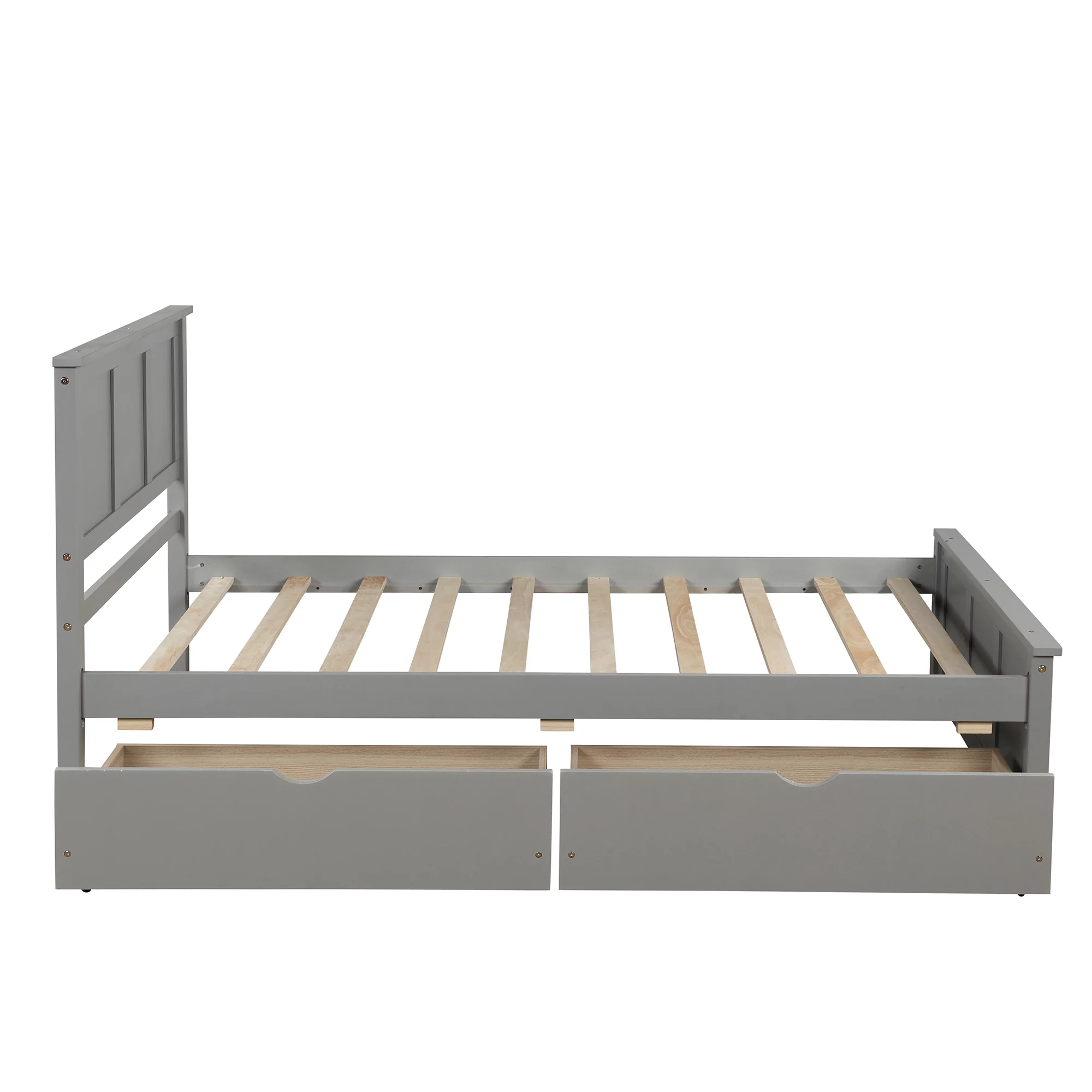 Platform Bed with Storage, Twin Size Bed Frame No Box Spring Needed, Wood Platform Beds with Headboard and Two Drawers