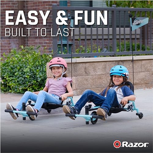 Crazy Cart Shuffle by Razor – Kid-Powered Drifting Go-Kart for Ages 4+, Crazy Cart Drift Bar Technology, Adjustable Frame with 5 Length Settings