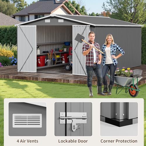 NicBex 6×5 Resin Outdoor Storage Shed with Floor & Window– All-Weather Lockable Small Tool Shed