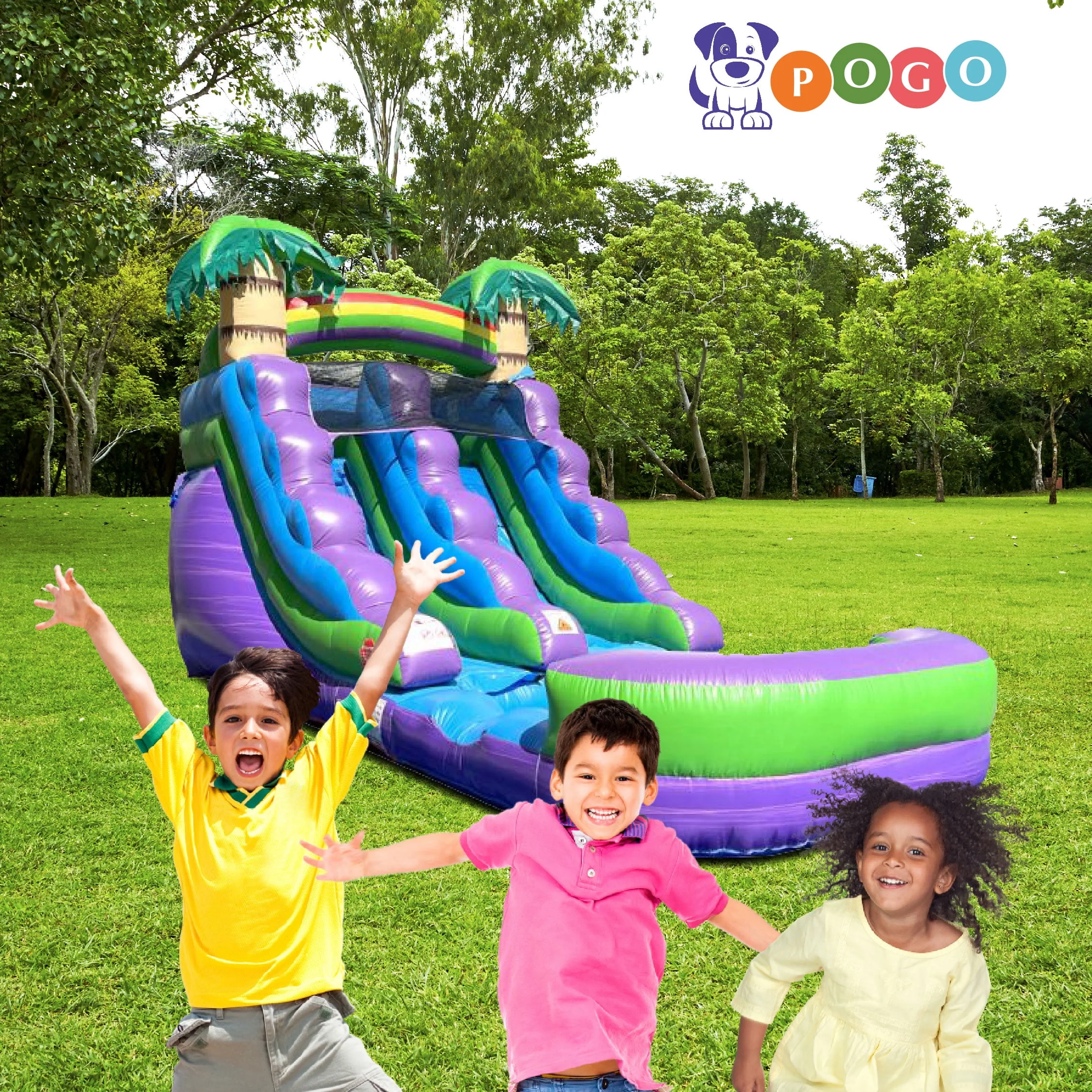 Pogo Bounce House Crossover Kids Inflatable Water Slide, Pink Unicorn with Blower, 12 ft