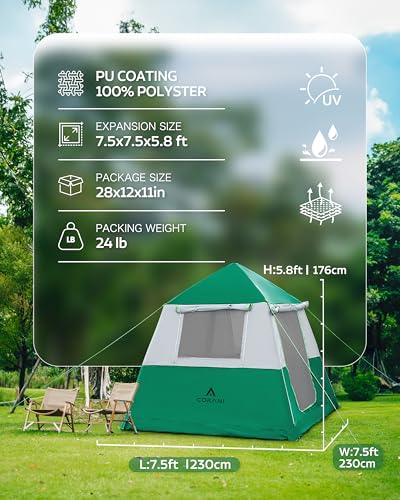 14.1'x6.5'x9' Inflatable Tents for Camping, Portable 6/8/10 Person Blow Up Air Tent