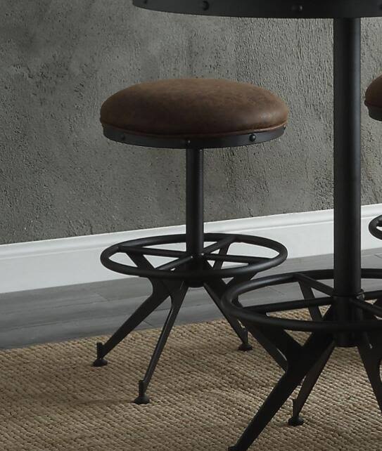 Acme Zangief Counter Height Stool in Salvaged Brown and Black Finish