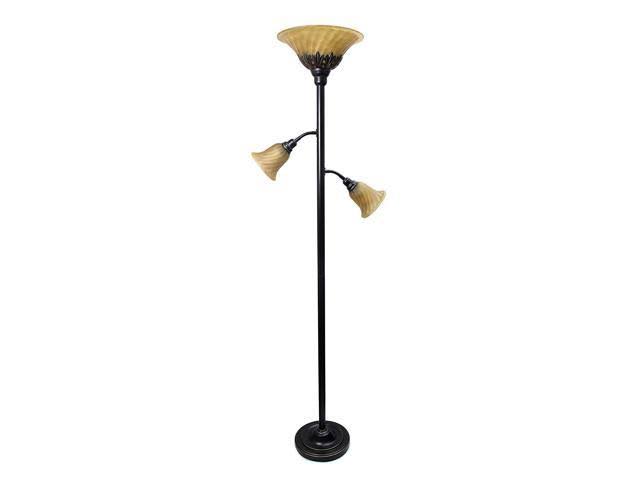 Elegant Designs LF2002-RBZ 3 Light Floor Lamp with Scalloped Glass Shades 3.9 Restoration Bronze (Pack of 2)