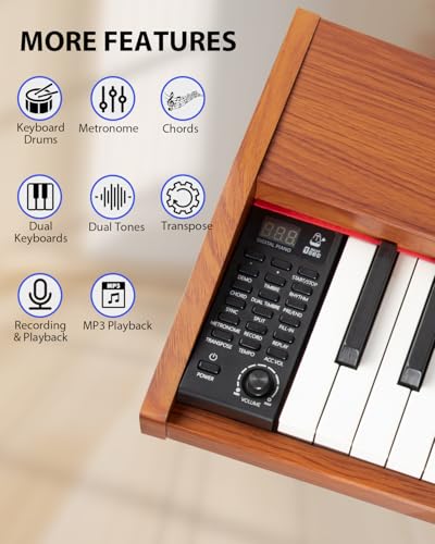 Digital Piano Keyboard for Beginners,Full Size 88 Key Semi-Weighted Keyboard Electric Piano with Stand,Power Adapter,Sheet Music Stand,Pedal