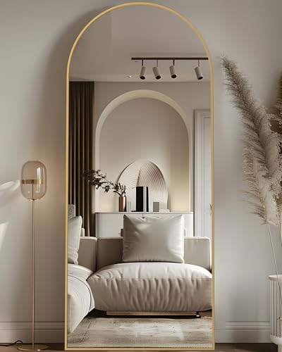 Full Length Mirror, 76"x34" Arched Floor Mirror Freestanding, Floor Standing Full Body Mirror with Stand for Bedroom