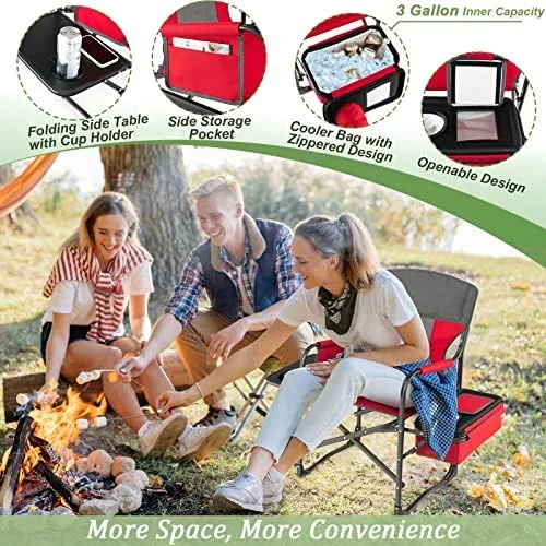 CHIUYN Camping Chair  Folding Directors Chair with    Pocket  Cooler Bag  Shoulder Strap  Handle   Chair   Chair  Support 400 Lbs Lawn Chair for