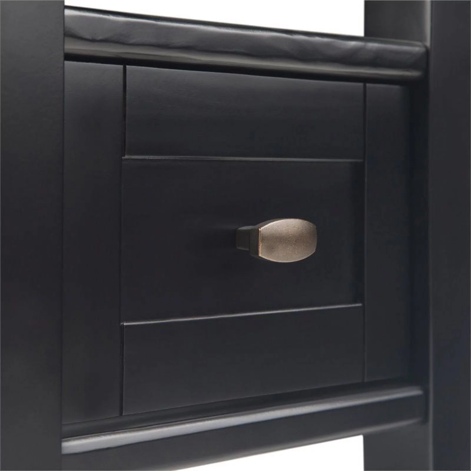 Trent Home 14" Rectangle Transitional Wood Narrow Side Table in Black