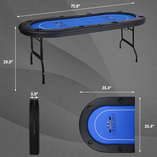 Premium 84" Poker Table Foldable with Chips Tray